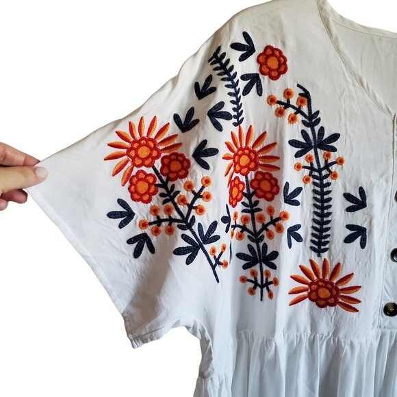 Shein Curve Floral Embroidered Peplum Cottage Core White Blouse 2XL - Picture 4 of 12